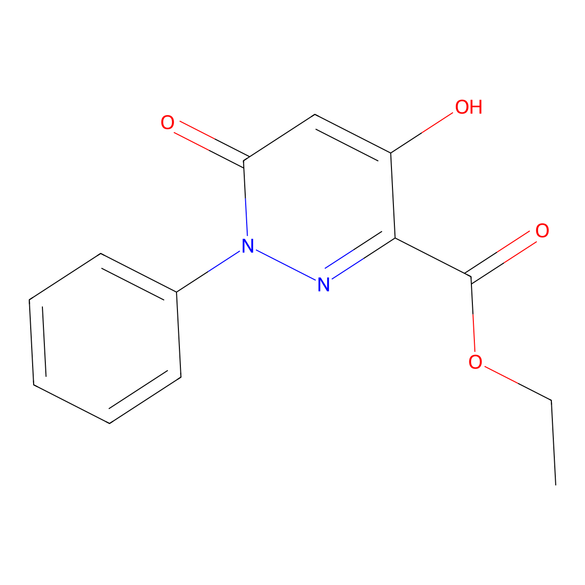 Ethyl 4-hydroxy-6-oxo-1-phenyl-1,6-dihydropyridazine-3-carboxylate molecular structure, CAS 339030-40-9