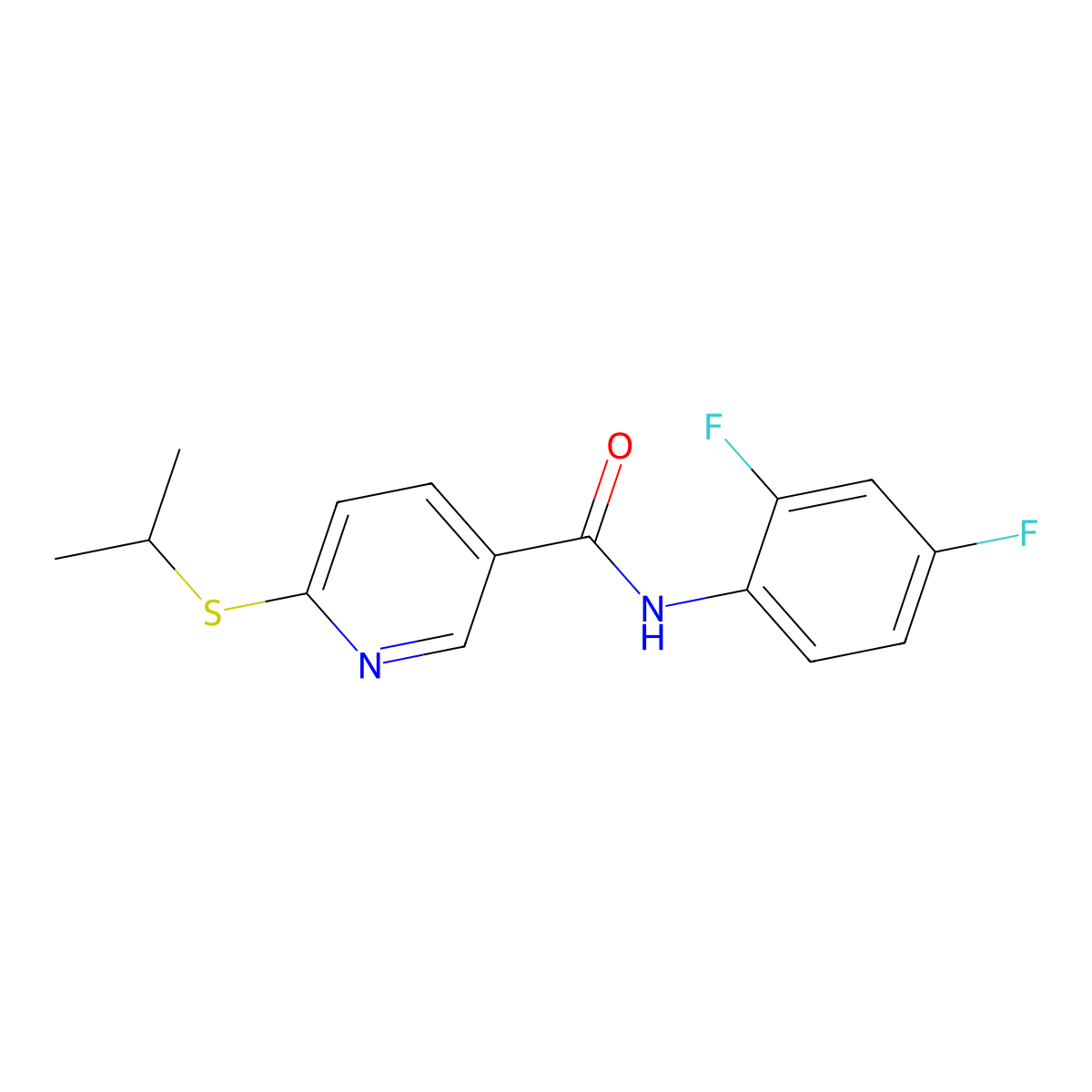 N-(2,4-difluorophenyl)-6-(isopropylsulfanyl)nicotinamide molecular structure, CAS 339030-46-5