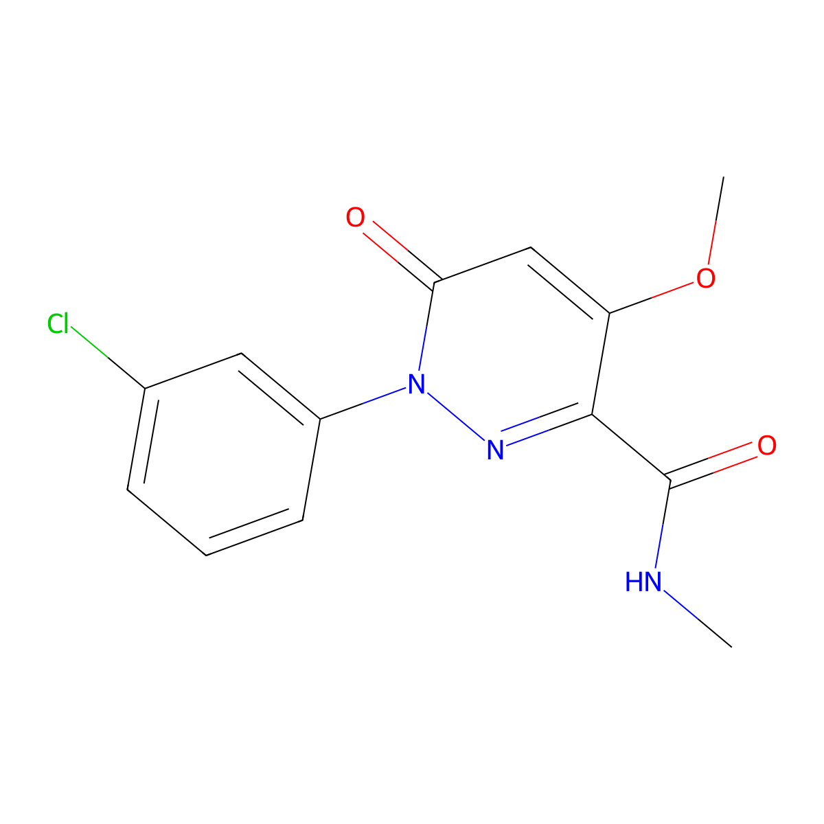 1-(3-chlorophenyl)-4-methoxy-N-methyl-6-oxo-1,6-dihydro-3-pyridazinecarboxamide molecular structure, CAS 339030-52-3