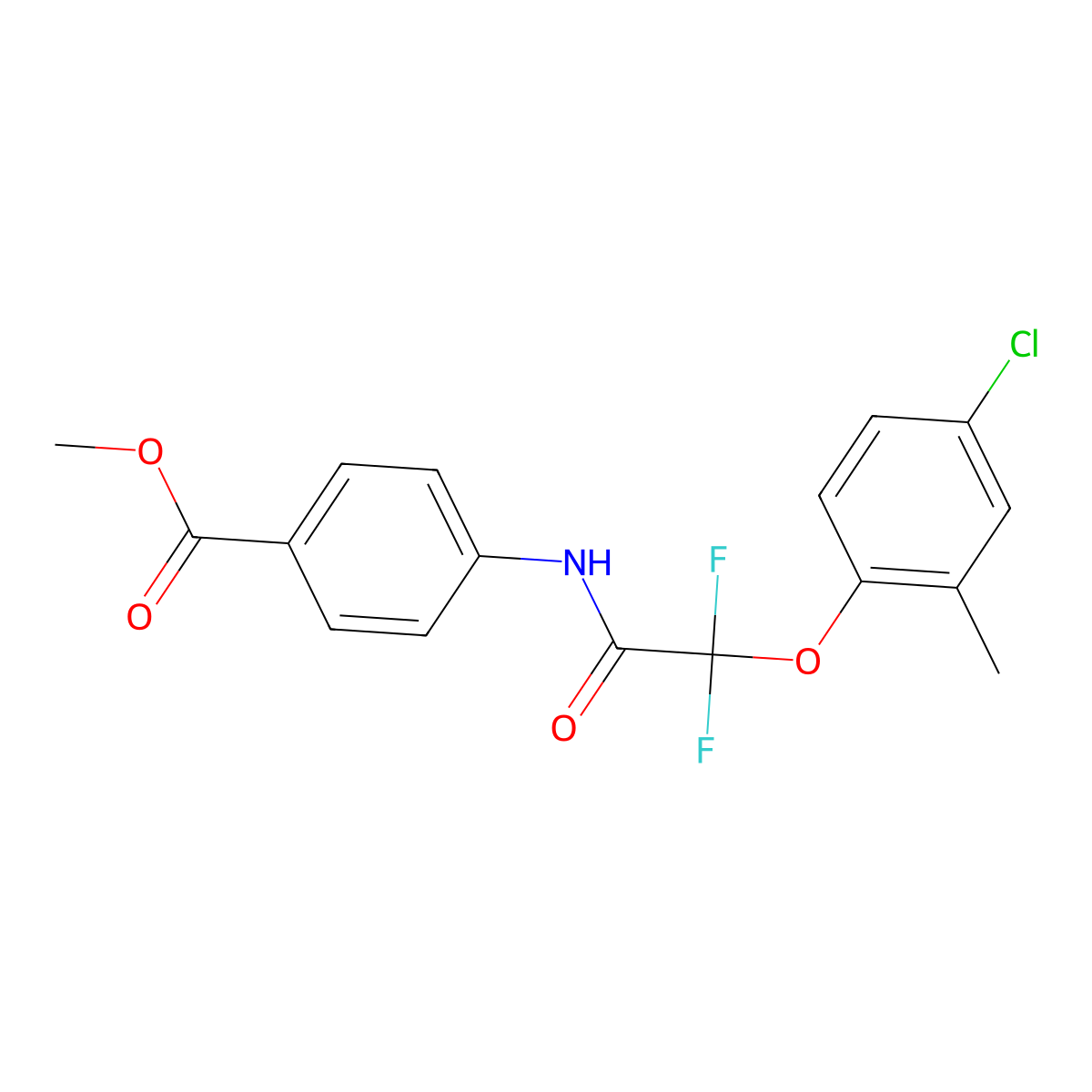 Methyl 4-{[2-(4-chloro-2-methylphenoxy)-2,2-difluoroacetyl]amino}benzenecarboxylate molecular structure, CAS 339030-58-9