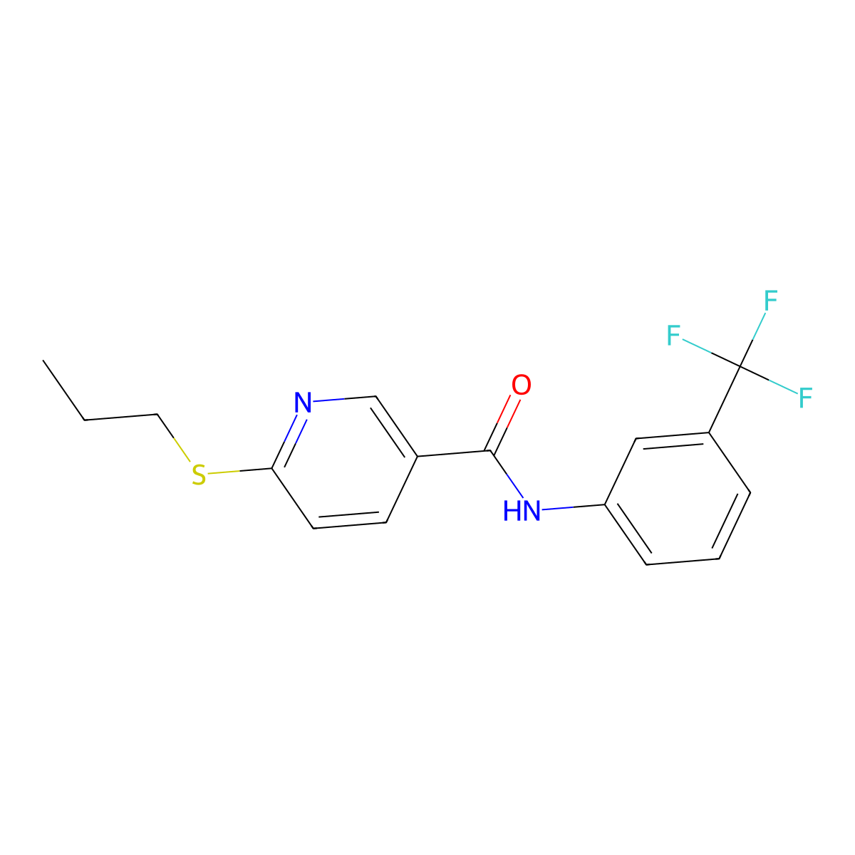 6-(propylsulfanyl)-N-[3-(trifluoromethyl)phenyl]nicotinamide molecular structure, CAS 339030-70-5