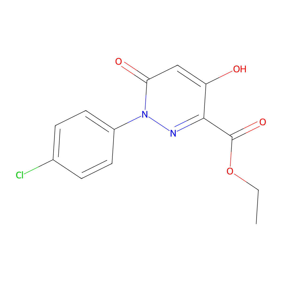 Ethyl 1-(4-chlorophenyl)-4-hydroxy-6-oxo-1,6-dihydro-3-pyridazinecarboxylate molecular structure, CAS 339030-76-1