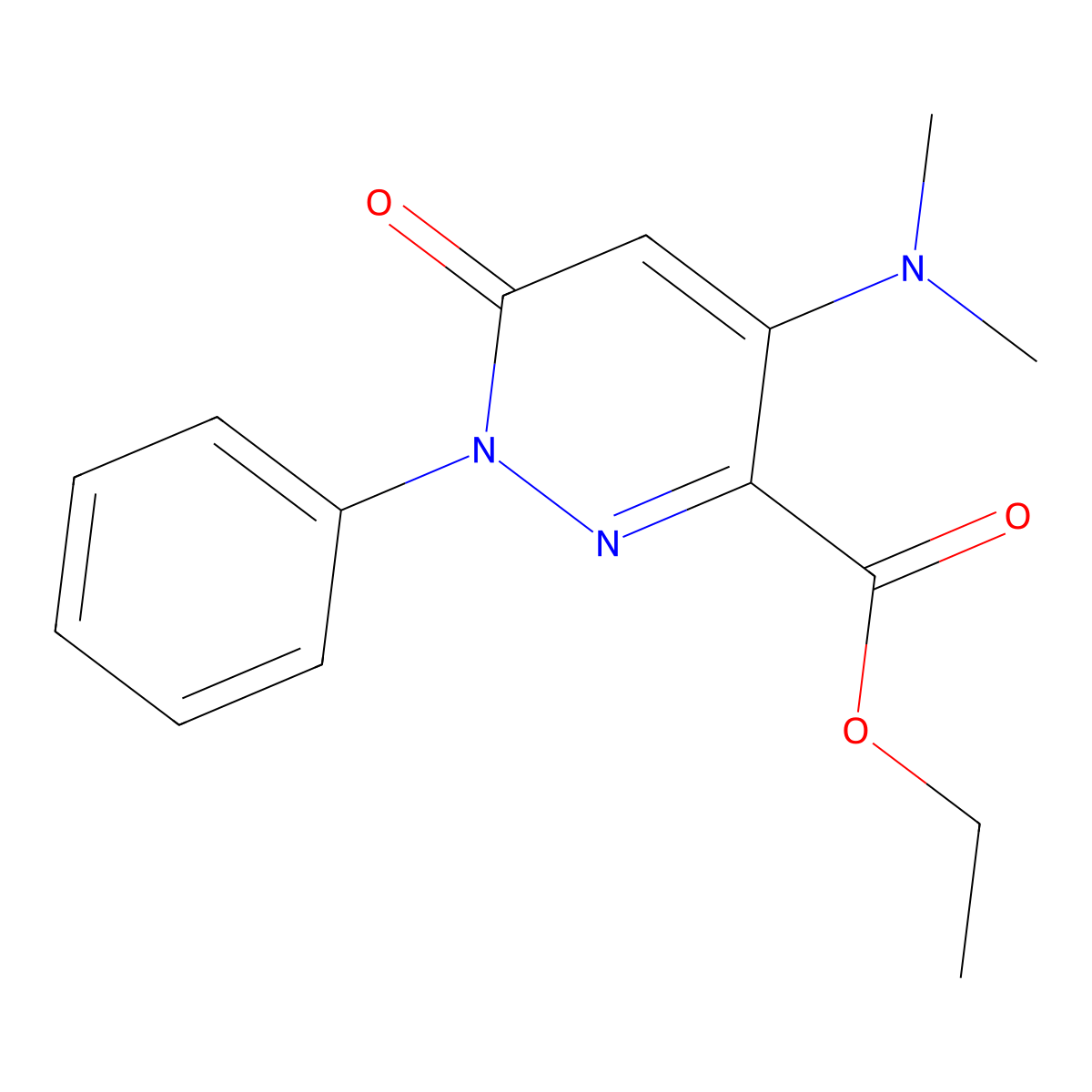 Ethyl 4-(dimethylamino)-6-oxo-1-phenyl-1,6-dihydro-3-pyridazinecarboxylate molecular structure, CAS 339030-85-2