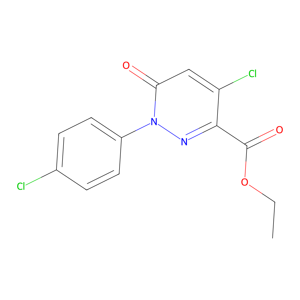 Ethyl 4-chloro-1-(4-chlorophenyl)-6-oxo-1,6-dihydro-3-pyridazinecarboxylate molecular structure, CAS 339030-88-5