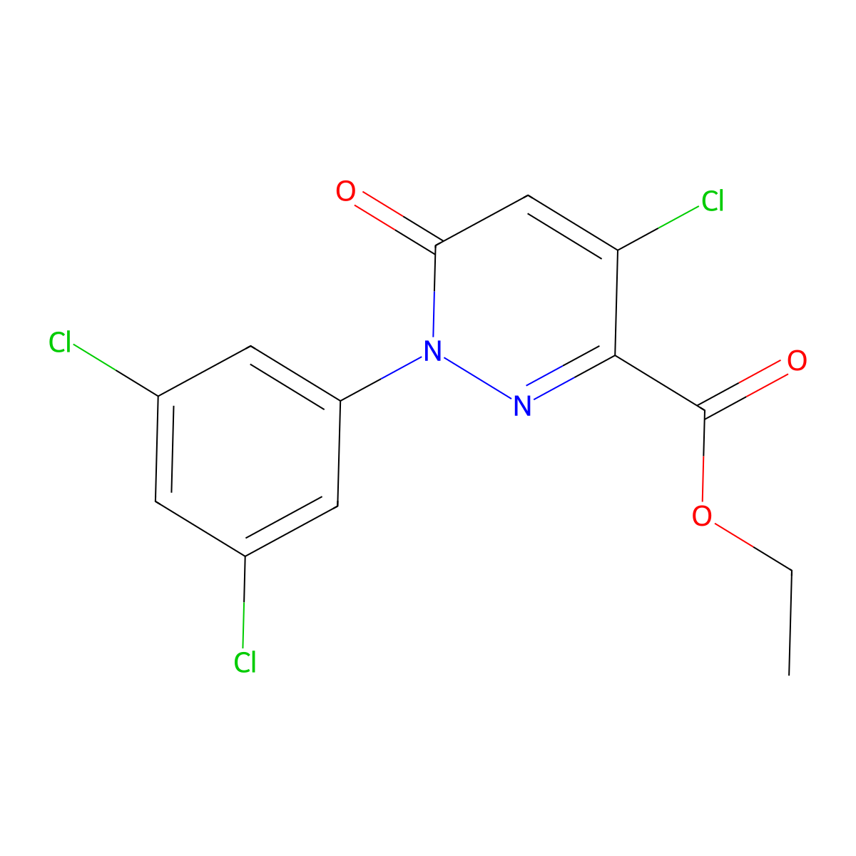 Ethyl 4-chloro-1-(3,5-dichlorophenyl)-6-oxo-1,6-dihydro-3-pyridazinecarboxylate molecular structure, CAS 339030-94-3