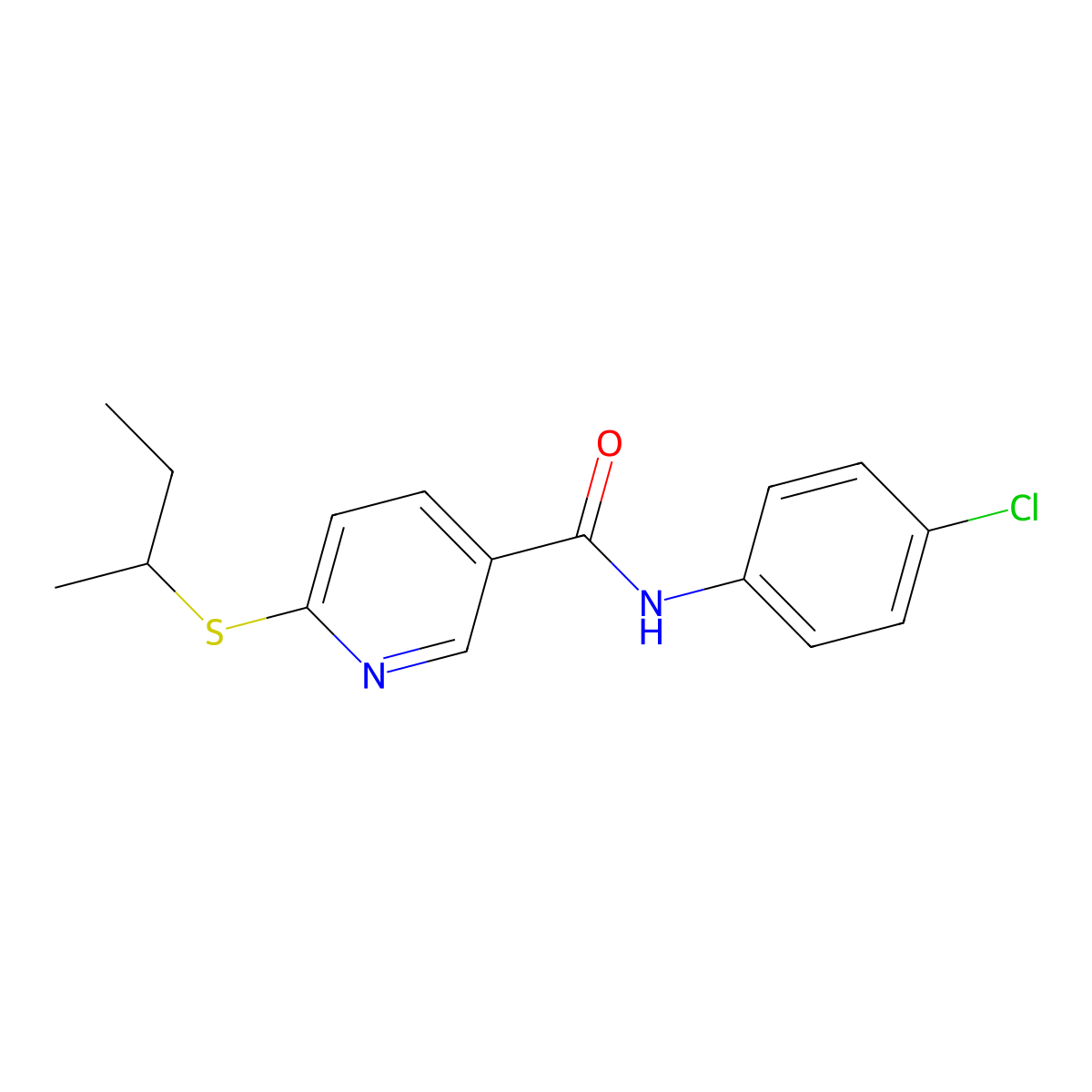 6-(sec-butylsulfanyl)-N-(4-chlorophenyl)nicotinamide molecular structure, CAS 339031-15-1