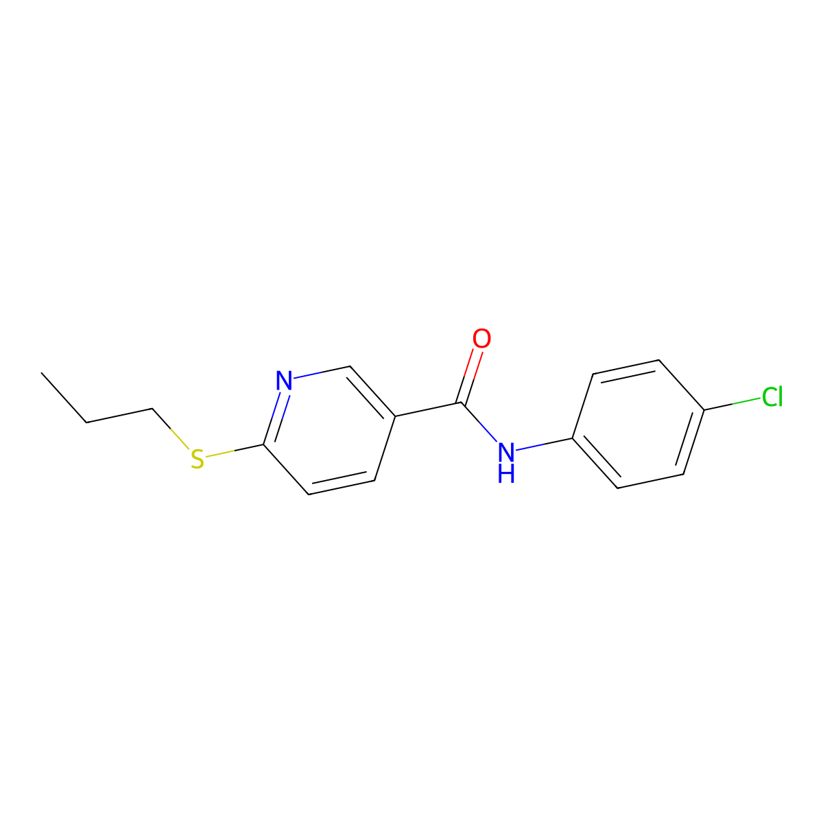 N-(4-chlorophenyl)-6-(propylsulfanyl)nicotinamide molecular structure, CAS 339031-18-4