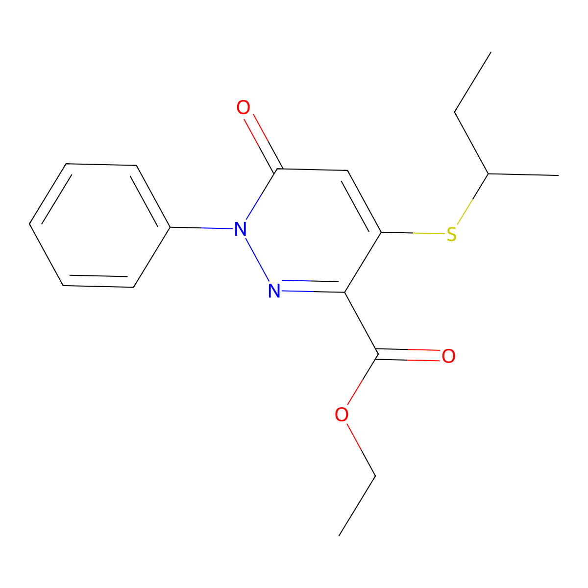 Ethyl 4-(sec-butylsulfanyl)-6-oxo-1-phenyl-1,6-dihydro-3-pyridazinecarboxylate molecular structure, CAS 339031-48-0