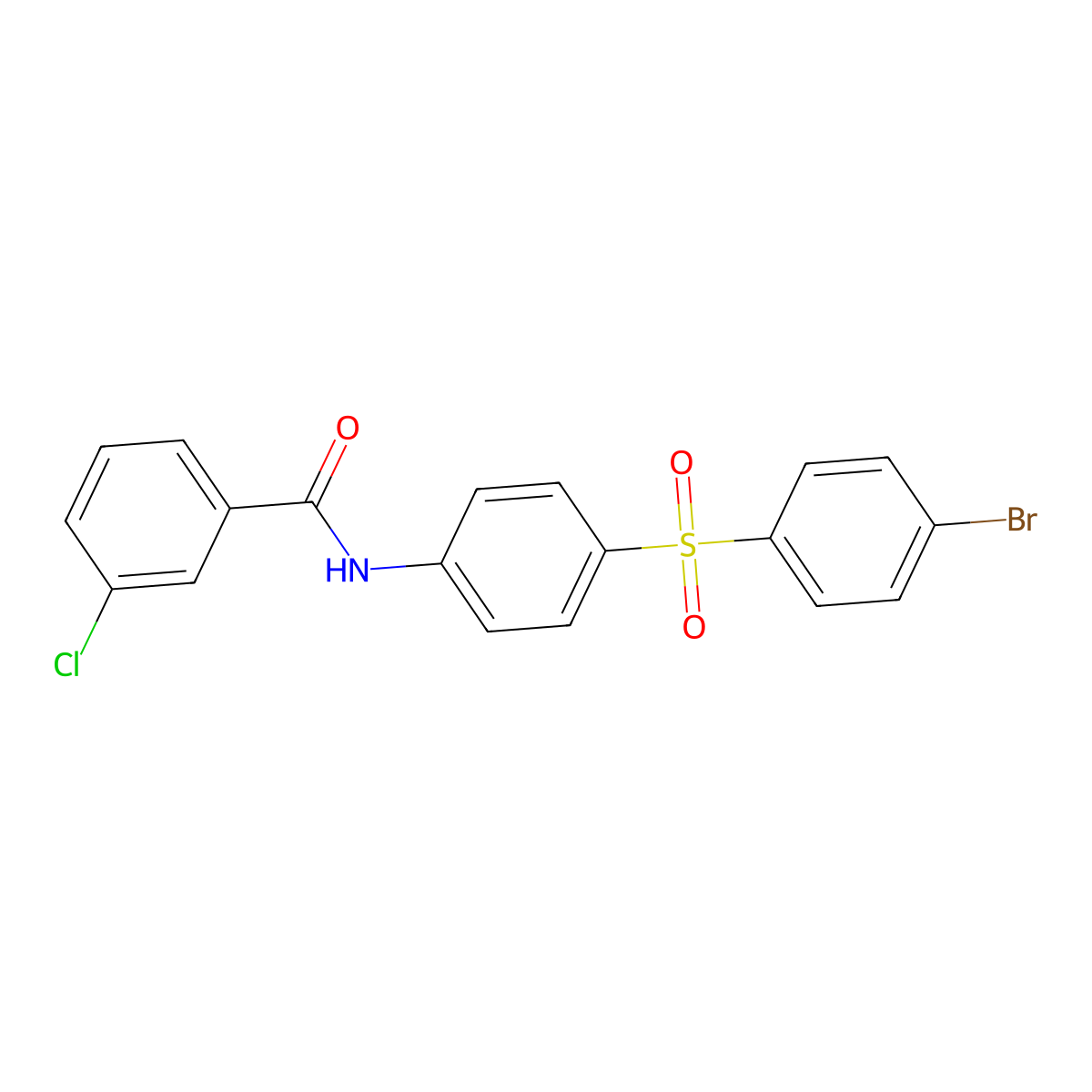 N-{4-[(4-bromophenyl)sulfonyl]phenyl}-3-chlorobenzenecarboxamide molecular structure, CAS 339031-54-8