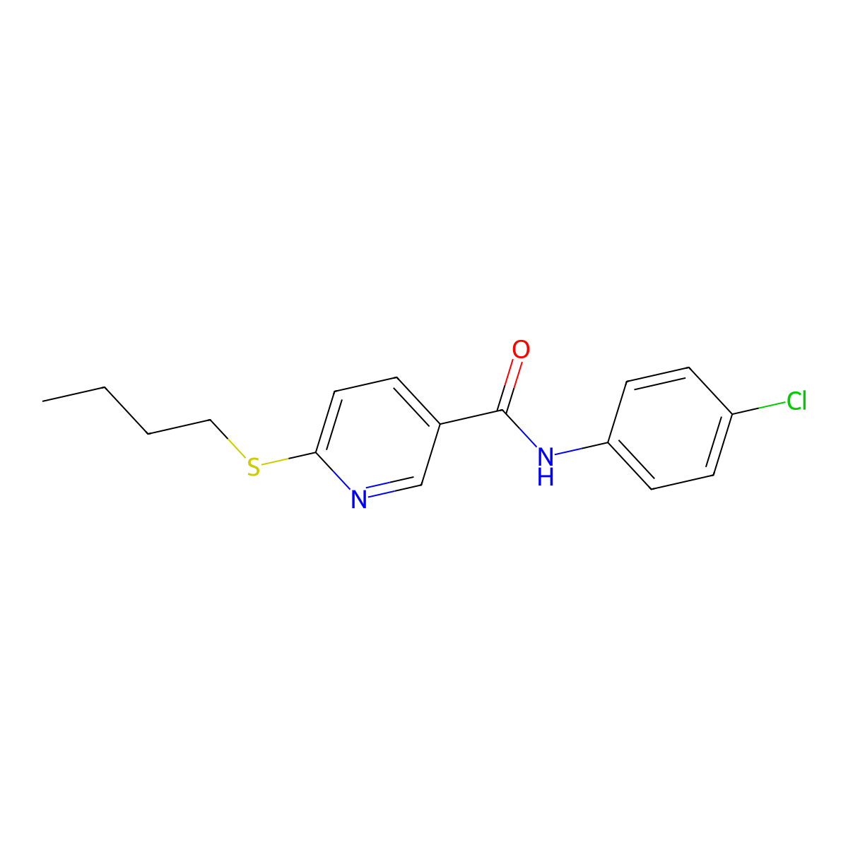 6-(butylsulfanyl)-N-(4-chlorophenyl)nicotinamide molecular structure, CAS 339031-63-9