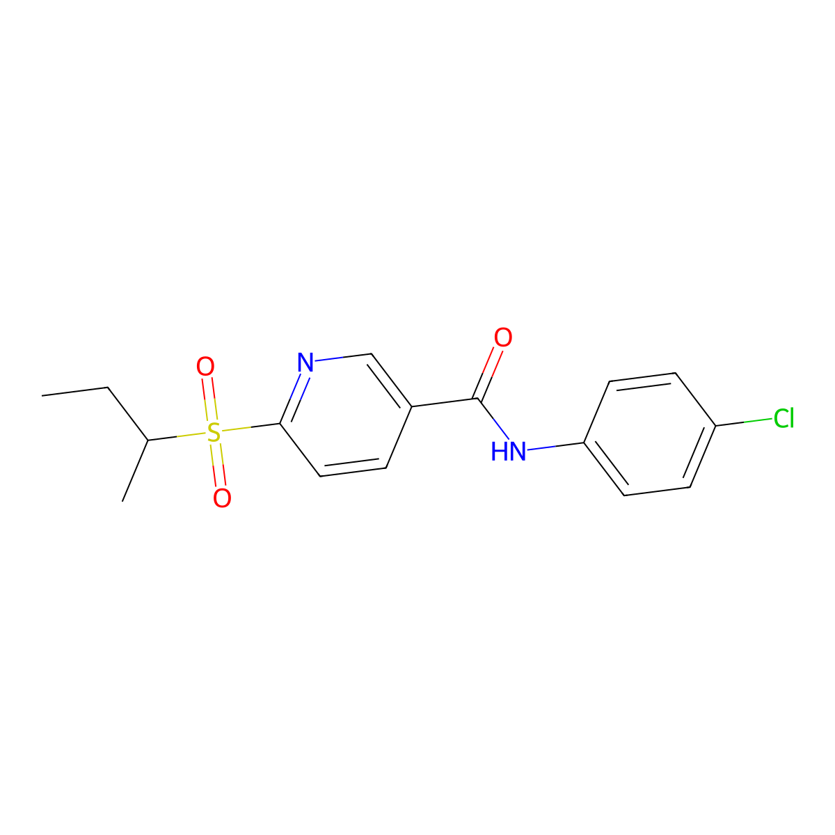 6-(sec-butylsulfonyl)-N-(4-chlorophenyl)nicotinamide molecular structure, CAS 339031-66-2