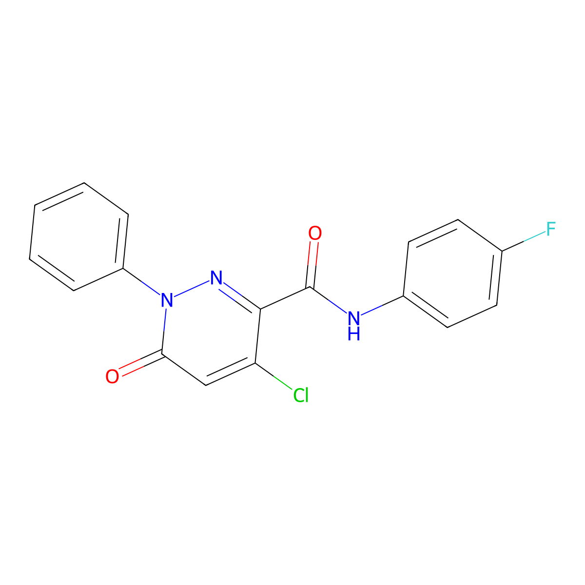 4-chloro-N-(4-fluorophenyl)-6-oxo-1-phenyl-1,6-dihydro-3-pyridazinecarboxamide molecular structure, CAS 339031-72-0