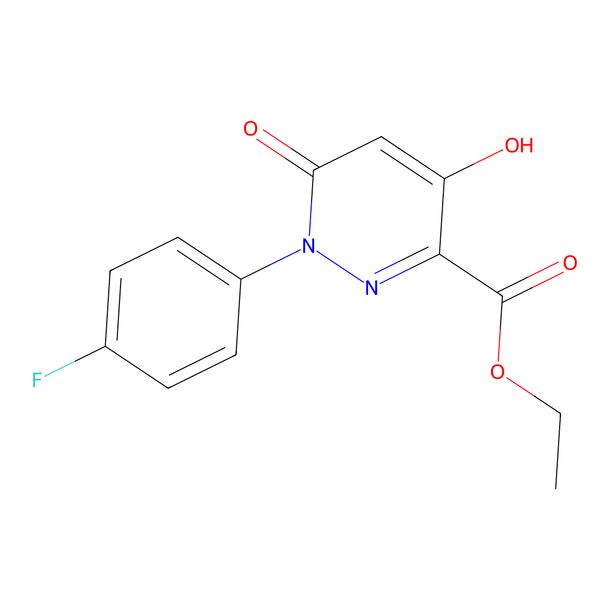 Ethyl 1-(4-fluorophenyl)-4-hydroxy-6-oxo-1,6-dihydropyridazine-3-carboxylate molecular structure, CAS 339031-84-4