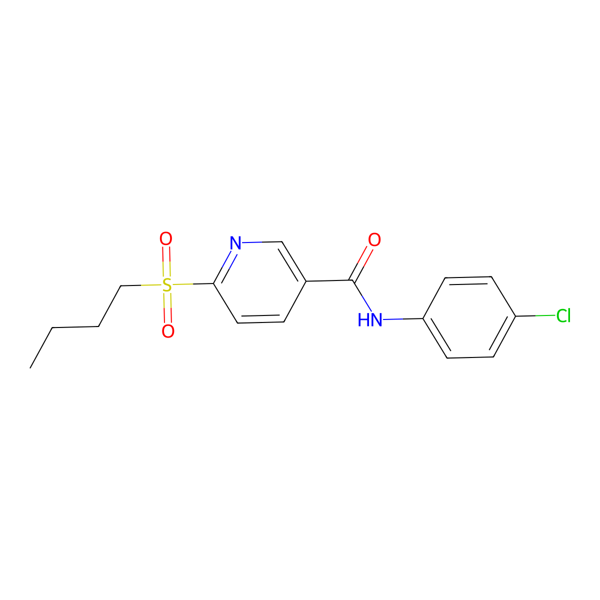 6-(butylsulfonyl)-N-(4-chlorophenyl)nicotinamide molecular structure, CAS 339031-87-7