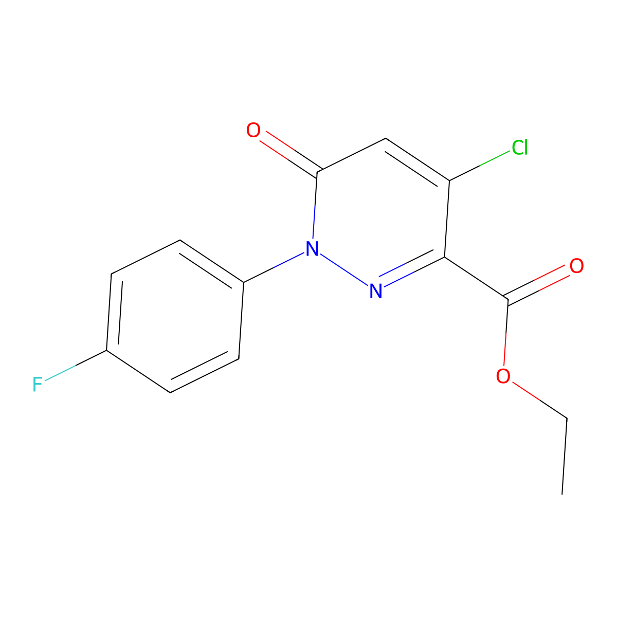 Ethyl 4-chloro-1-(4-fluorophenyl)-6-oxo-1,6-dihydro-3-pyridazinecarboxylate molecular structure, CAS 339031-90-2