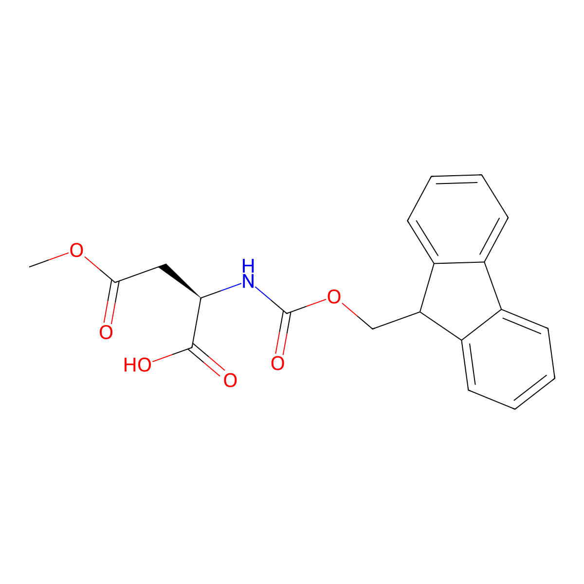 (R)-2-((((9H-Fluoren-9-yl)methoxy)carbonyl)amino)-4-methoxy-4-oxobutanoic acid molecular structure, CAS 339056-21-2