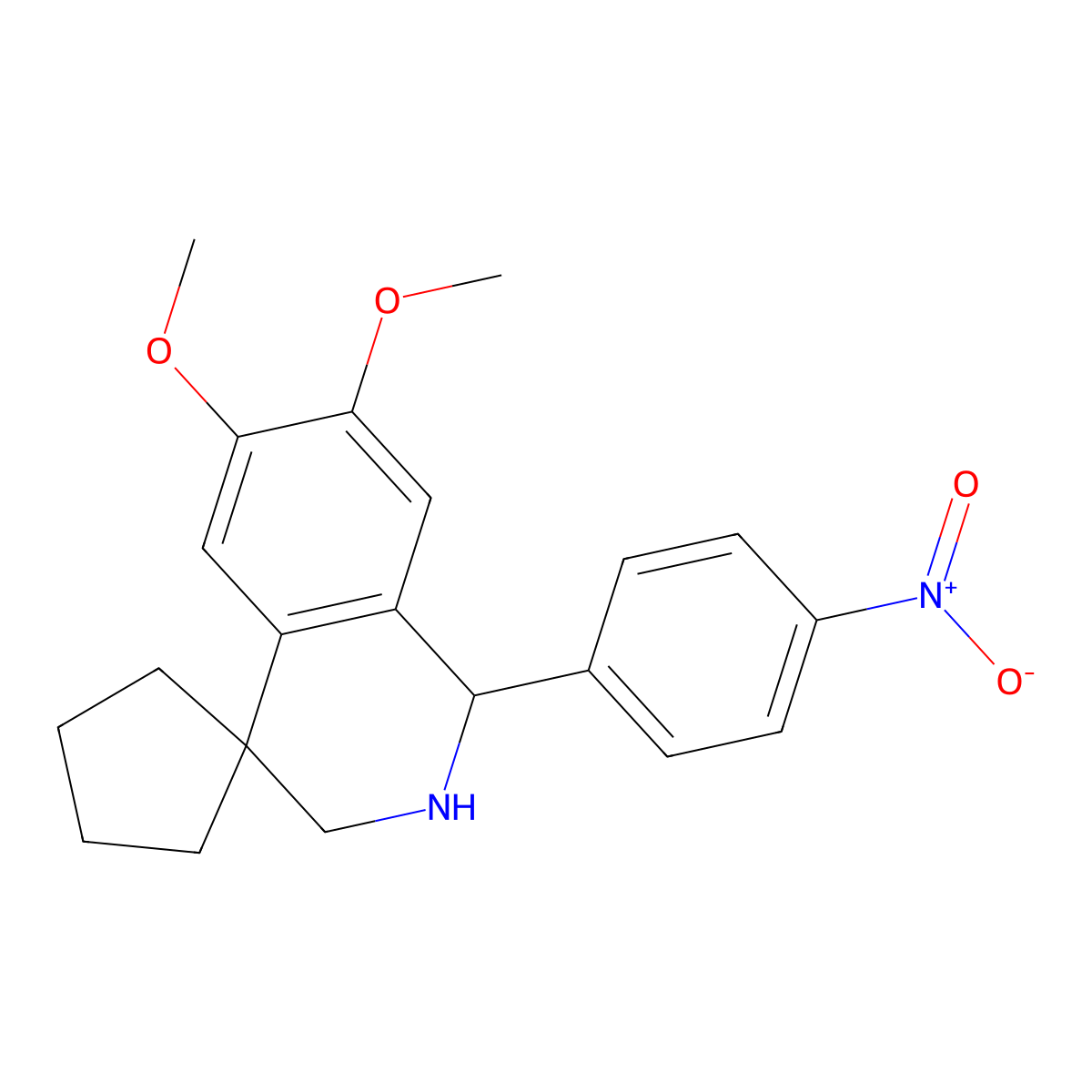 6,7-dimethoxy-1-(4-nitrophenyl)spiro[2,3-dihydro-1H-isoquinoline-4,1'-cyclopentane] molecular structure, CAS 339059-58-4
