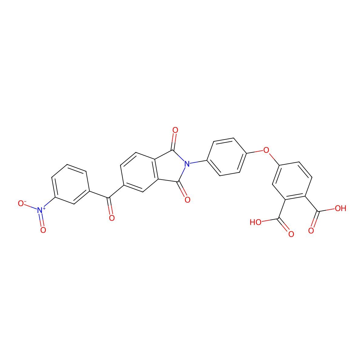 4-[4-[1,3-Dihydro-5-(3-nitrobenzoyl)-1,3-dioxo-2H-isoindol-2-yl]phenoxy]-1,2-benzenedicarboxylic acid molecular structure, CAS 339059-85-7