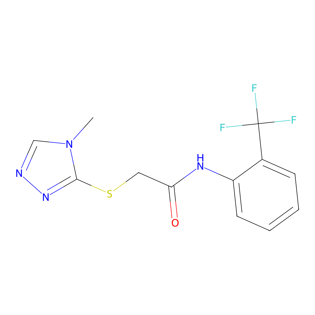 2-[(4-methyl-1,2,4-triazol-3-yl)sulfanyl]-N-[2-(trifluoromethyl)phenyl]acetamide molecular structure, CAS 339061-27-7
