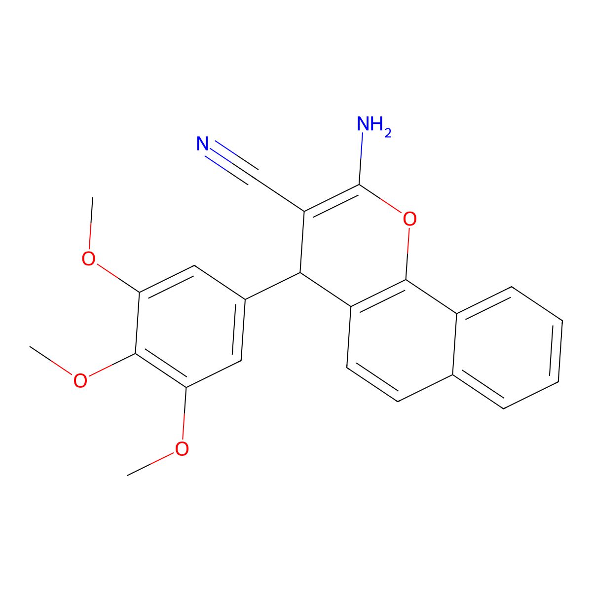 2-amino-4-(3,4,5-trimethoxyphenyl)-4H-benzo[h]chromene-3-carbonitrile molecular structure, CAS 339062-56-5