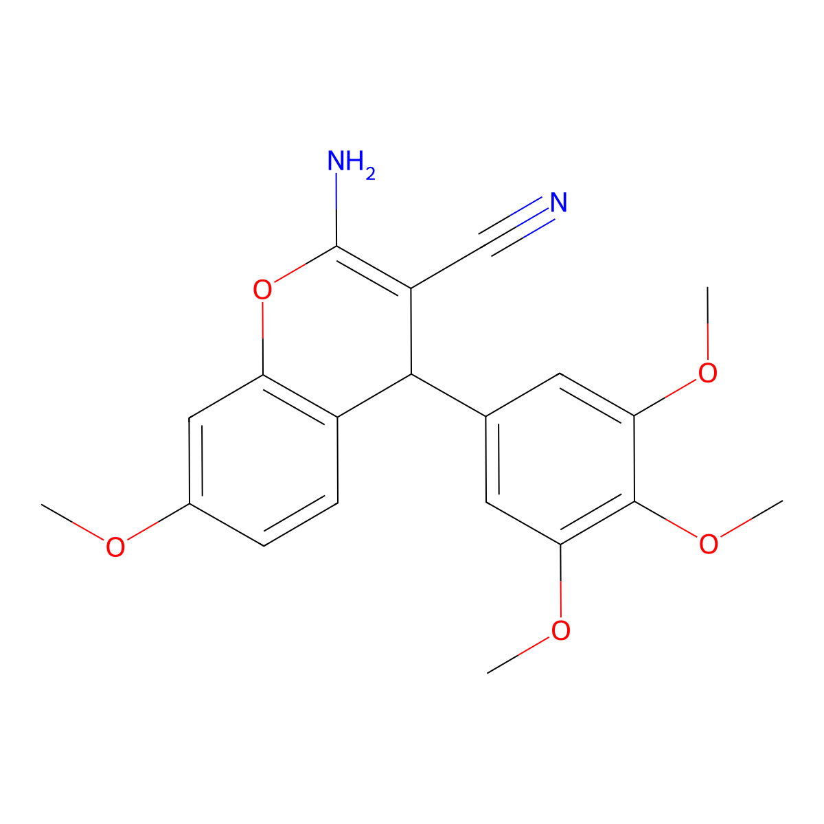2-amino-7-methoxy-4-(3,4,5-trimethoxyphenyl)-4H-chromene-3-carbonitrile molecular structure, CAS 339063-10-4