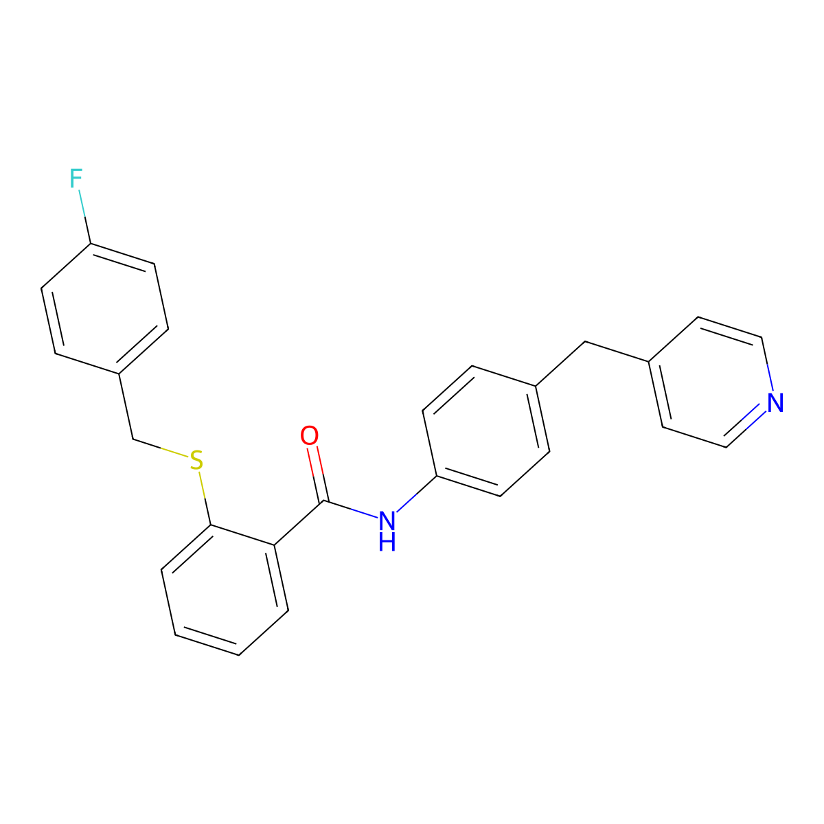 2-[(4-Fluorobenzyl)thio]-4'-(4-pyridylmethyl)benzanilide molecular structure, CAS 339064-44-7