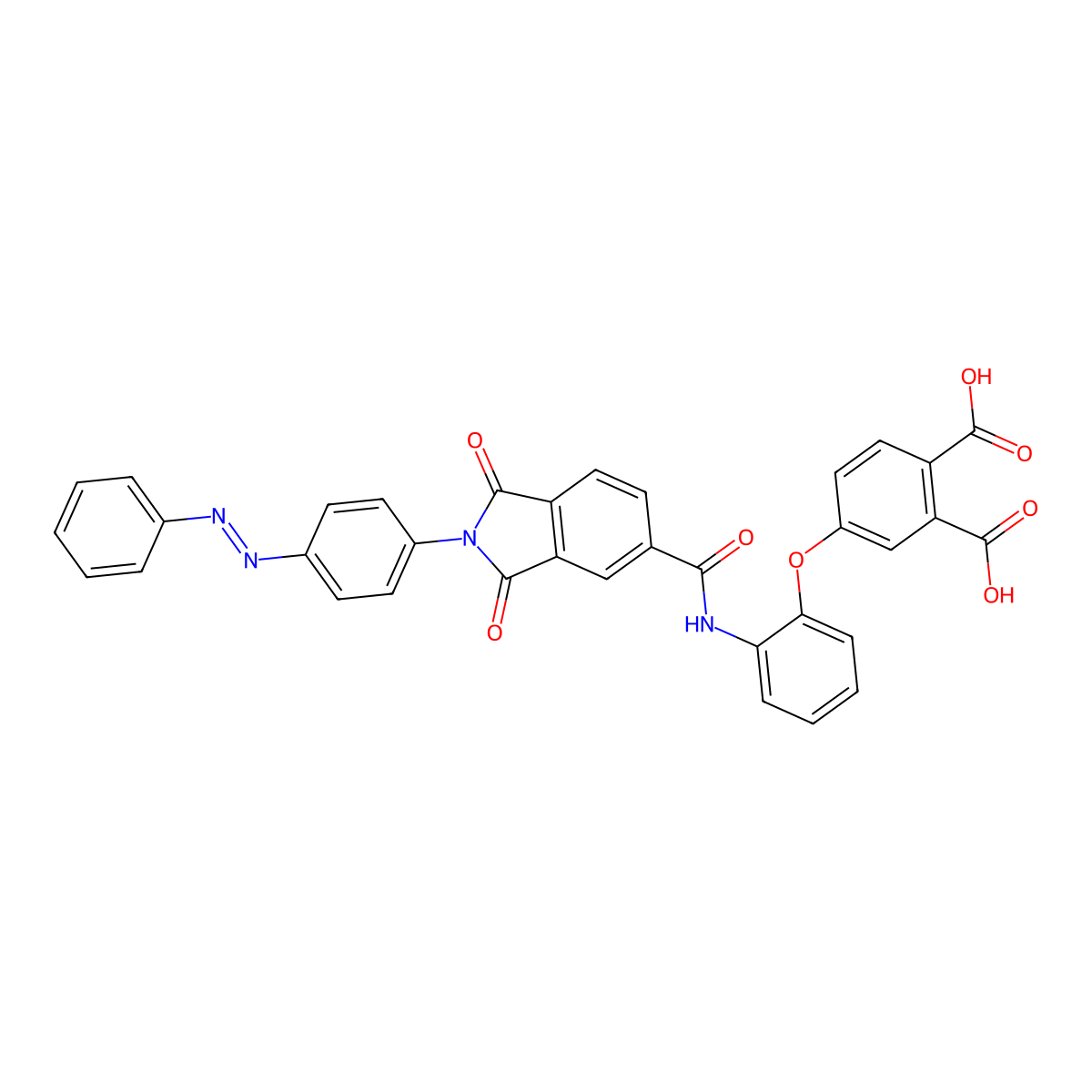 4-(2-{[(1,3-dioxo-2-{4-[(E)-phenyldiazenyl]phenyl}-2,3-dihydro-1H-isoindol-5-yl)carbonyl]amino}phenoxy)benzene-1,2-dicarboxylic acid molecular structure, CAS 339064-68-5
