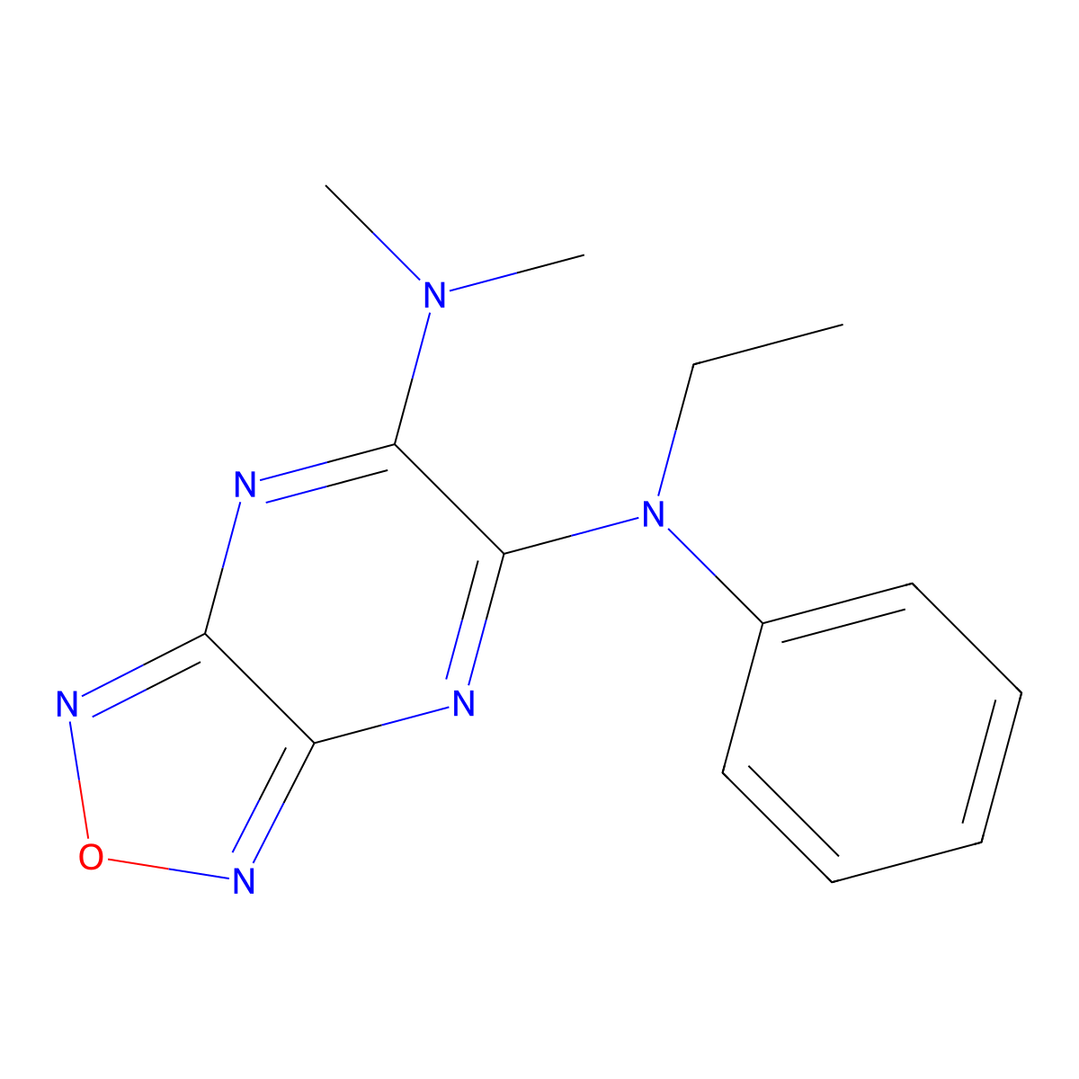 5-N-ethyl-6-N,6-N-dimethyl-5-N-phenyl-[1,2,5]oxadiazolo[3,4-b]pyrazine-5,6-diamine molecular structure, CAS 339065-45-1
