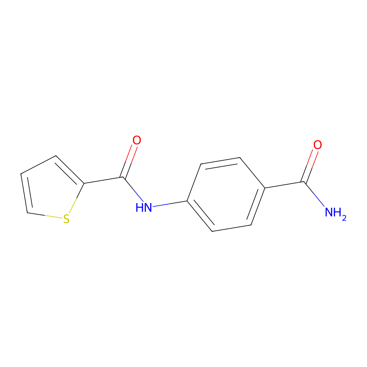 N-(4-carbamoylphenyl)thiophene-2-carboxamide molecular structure, CAS 339088-23-2