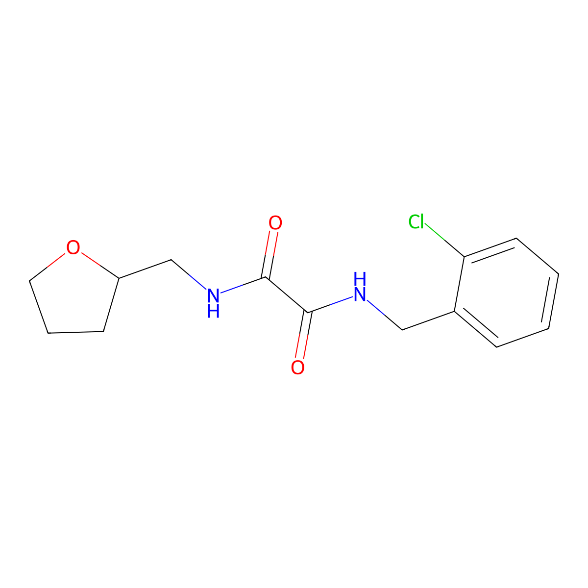 N1-(2-chlorobenzyl)-N2-((tetrahydrofuran-2-yl)methyl)oxalamide molecular structure, CAS 339088-60-7