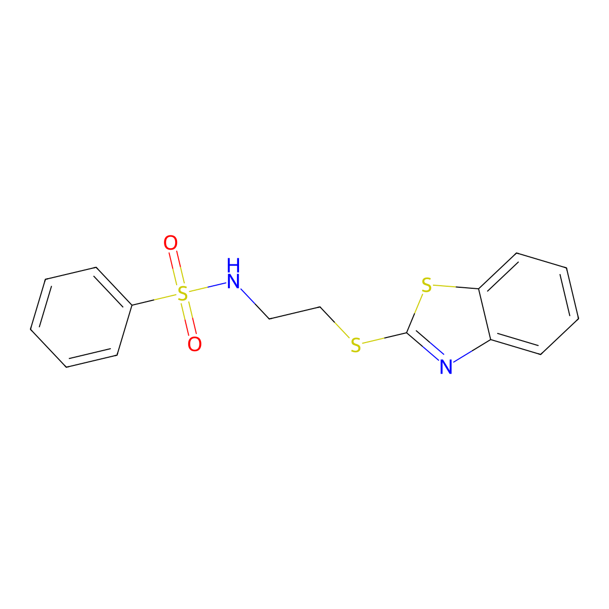 N-[2-(1,3-benzothiazol-2-ylsulfanyl)ethyl]benzenesulfonamide molecular structure, CAS 339089-12-2