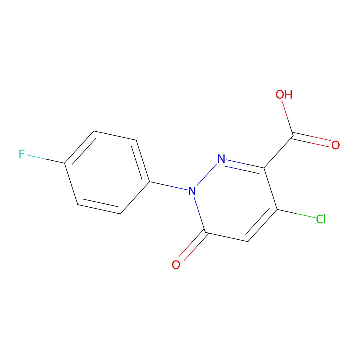 4-Chloro-1-(4-fluorophenyl)-6-oxo-1,6-dihydro-3-pyridazinecarboxylic acid molecular structure, CAS 339096-24-1