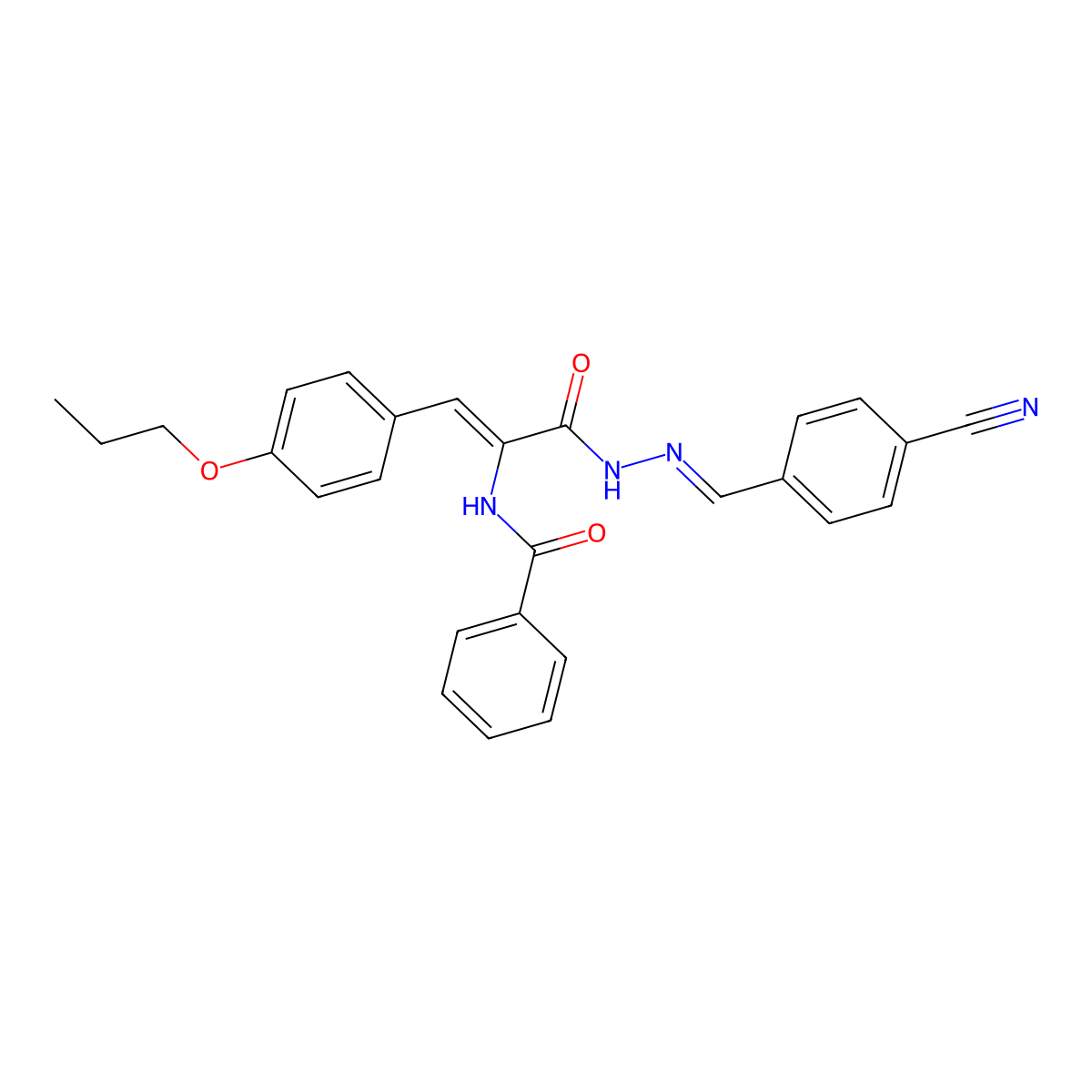2-(Benzoylamino)-3-(4-propoxyphenyl)-2-propenoic acid 2-[(4-cyanophenyl)methylene]hydrazide molecular structure, CAS 339096-25-2