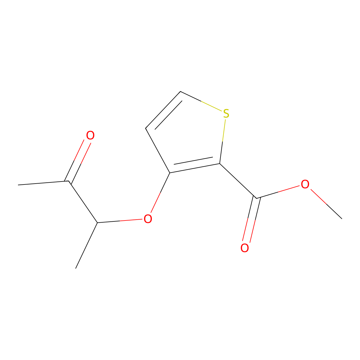 Methyl 3-(1-methyl-2-oxopropoxy)-2-thiophenecarboxylate molecular structure, CAS 339096-81-0