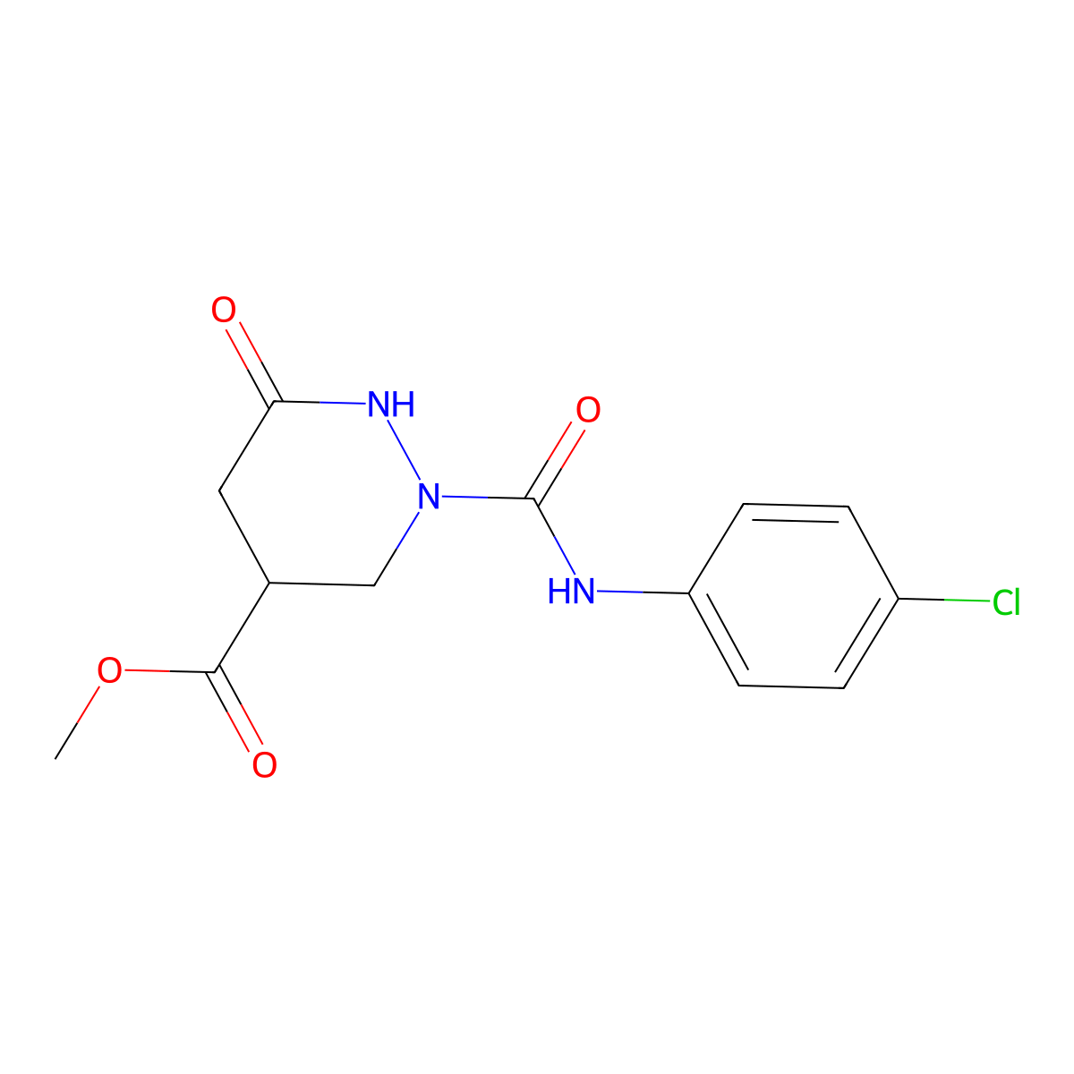 Methyl 2-((4-chloroanilino)carbonyl)-6-oxohexahydro-4-pyridazinecarboxylate molecular structure, CAS 339096-86-5