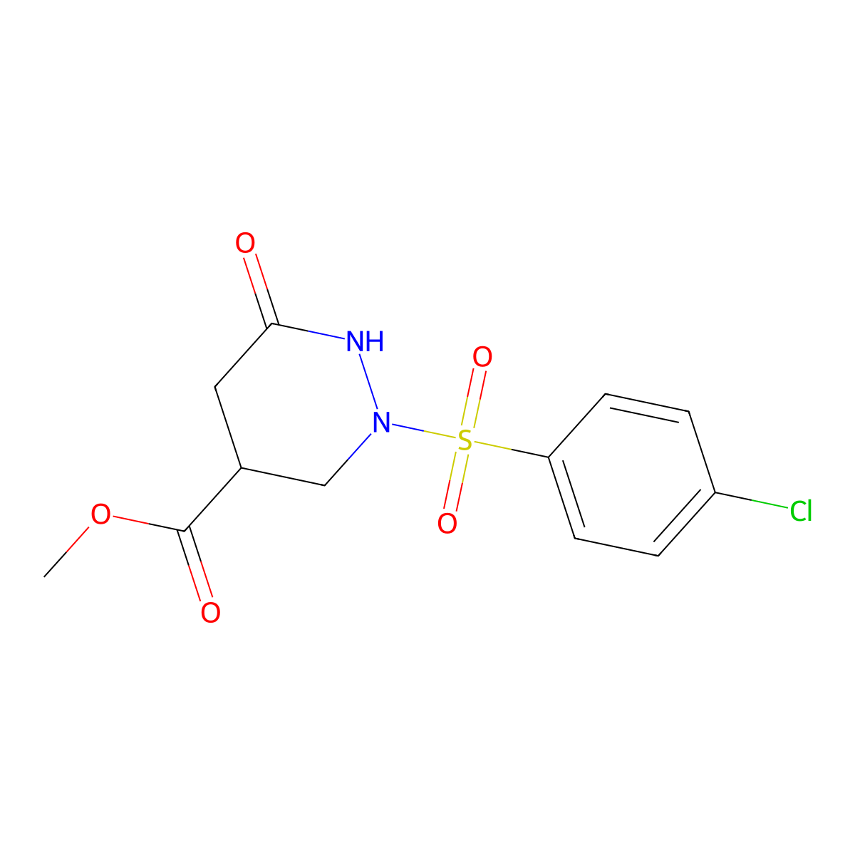Methyl 2-[(4-chlorophenyl)sulfonyl]-6-oxohexahydro-4-pyridazinecarboxylate molecular structure, CAS 339096-87-6