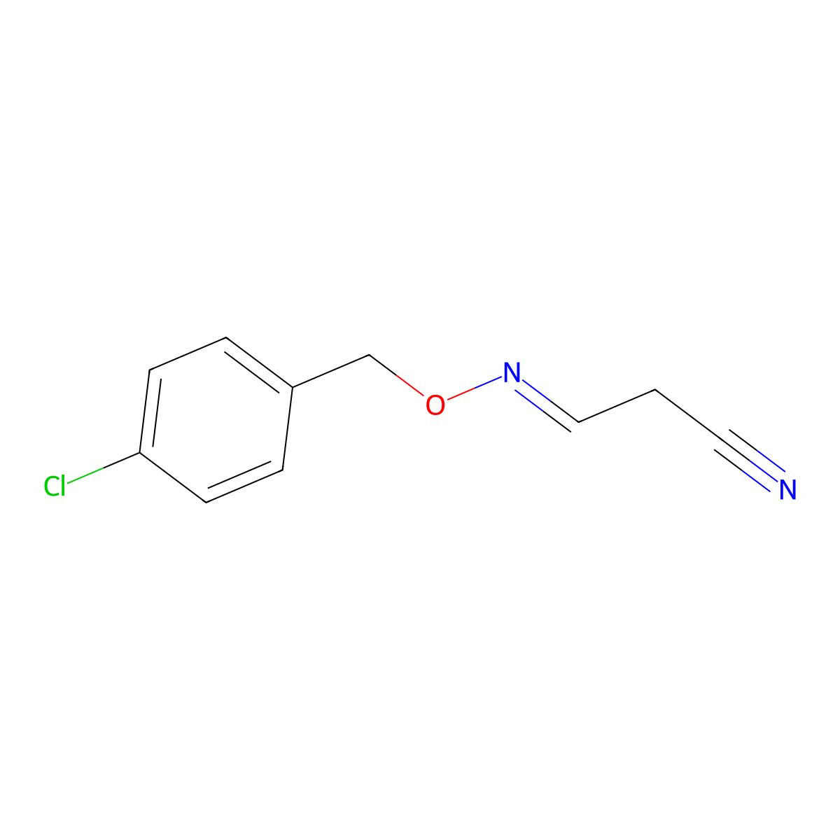 (3E)-3-{[(4-chlorophenyl)methoxy]imino}propanenitrile molecular structure, CAS 339096-99-0