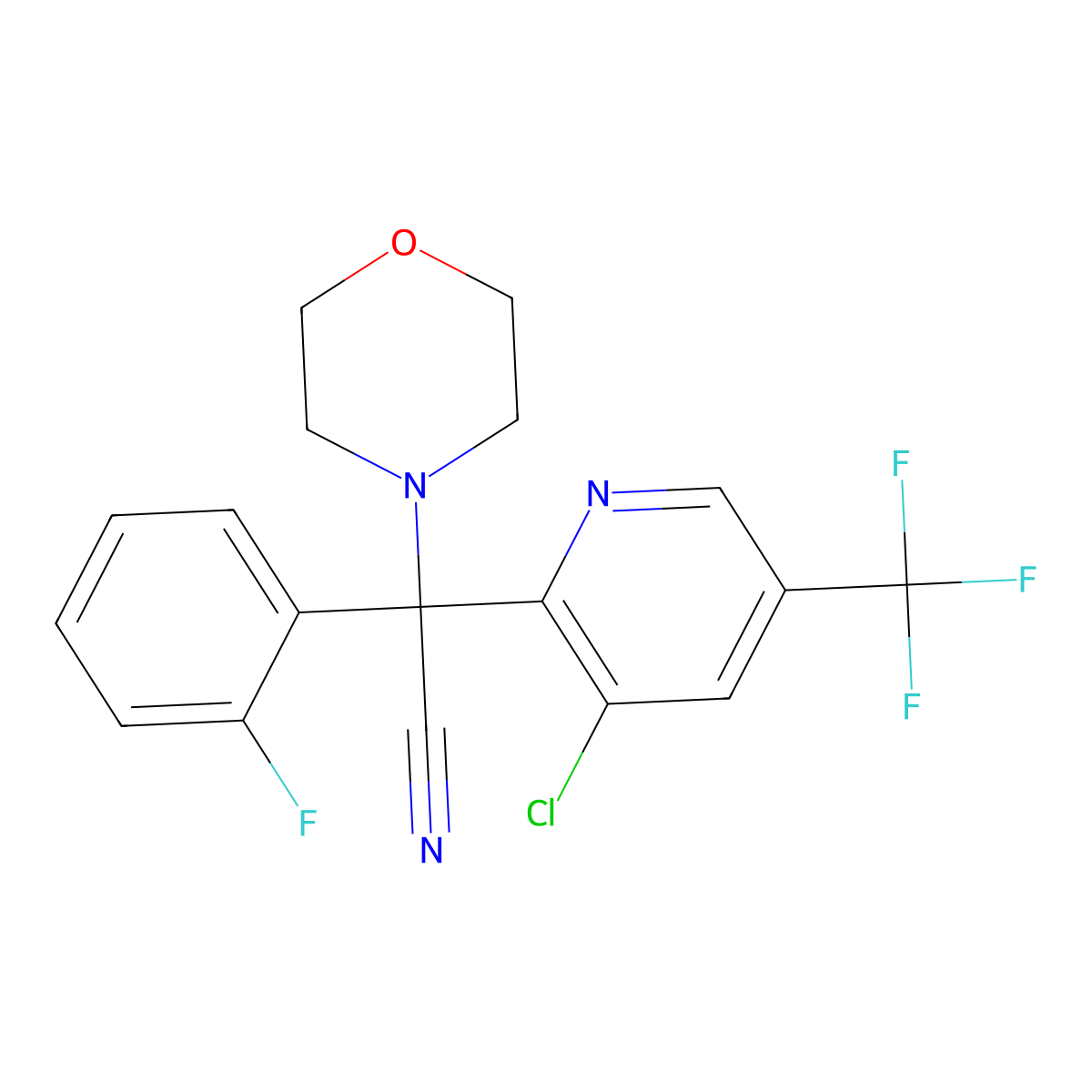 2-[3-Chloro-5-(trifluoromethyl)-2-pyridinyl]-2-(2-fluorophenyl)-2-morpholinoacetonitrile molecular structure, CAS 339097-07-3