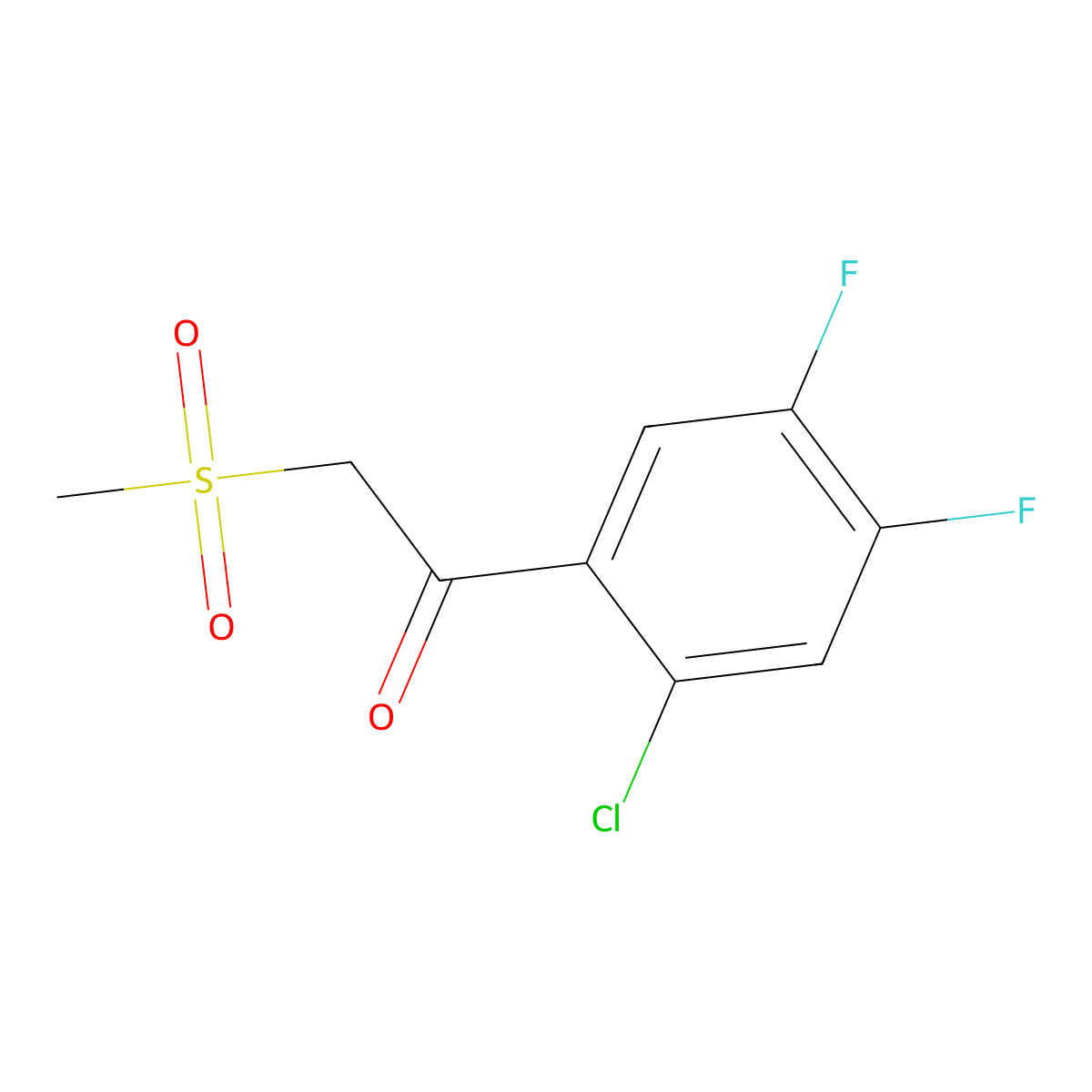 1-(2-Chloro-4,5-difluorophenyl)-2-(methylsulfonyl)-1-ethanone molecular structure, CAS 339097-31-3
