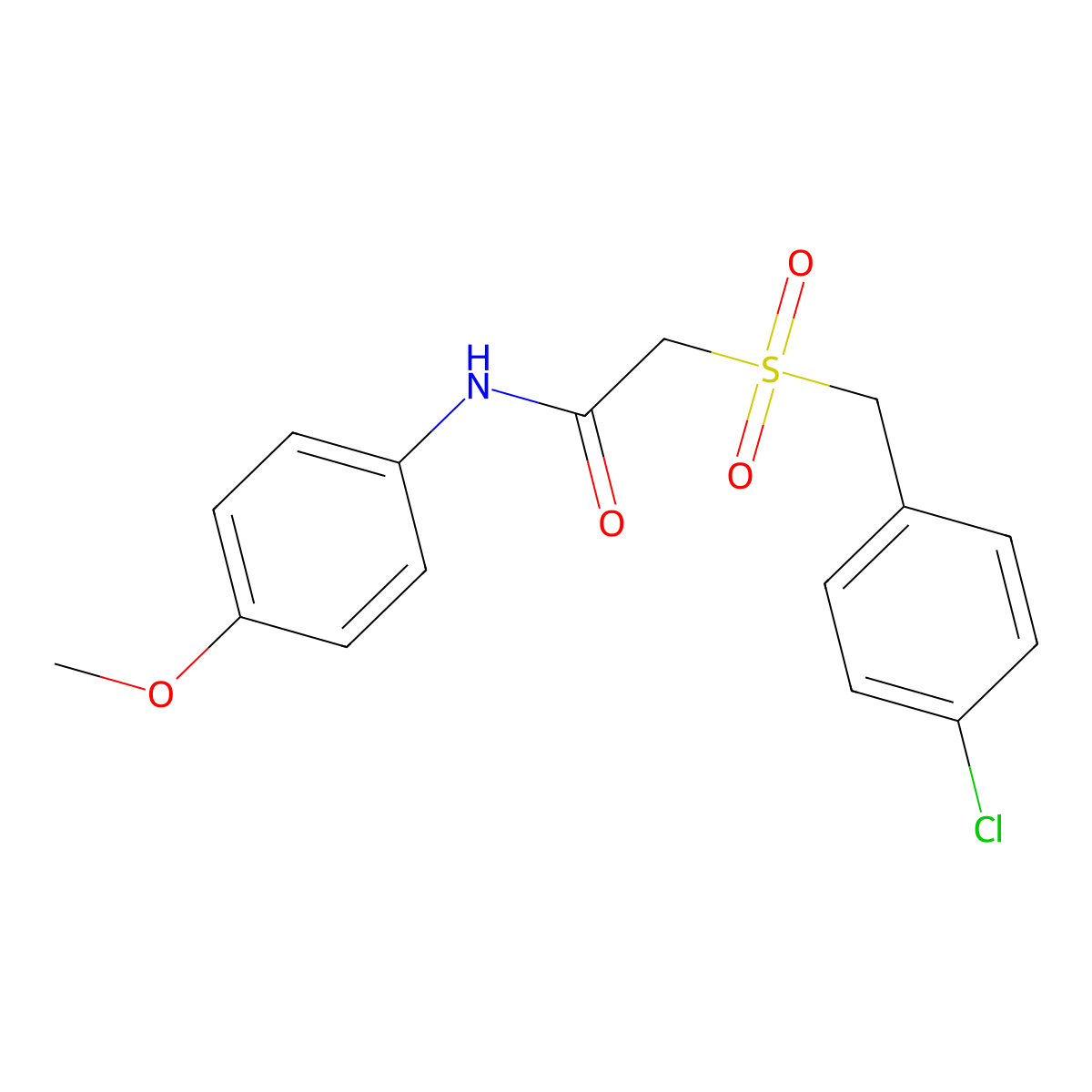 2-[(4-chlorophenyl)methanesulfonyl]-N-(4-methoxyphenyl)acetamide molecular structure, CAS 339097-72-2