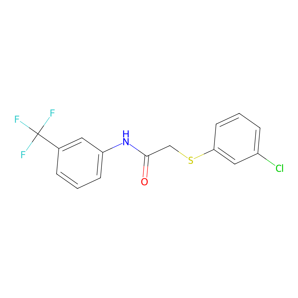 2-[(3-chlorophenyl)sulfanyl]-N-[3-(trifluoromethyl)phenyl]acetamide molecular structure, CAS 339097-74-4