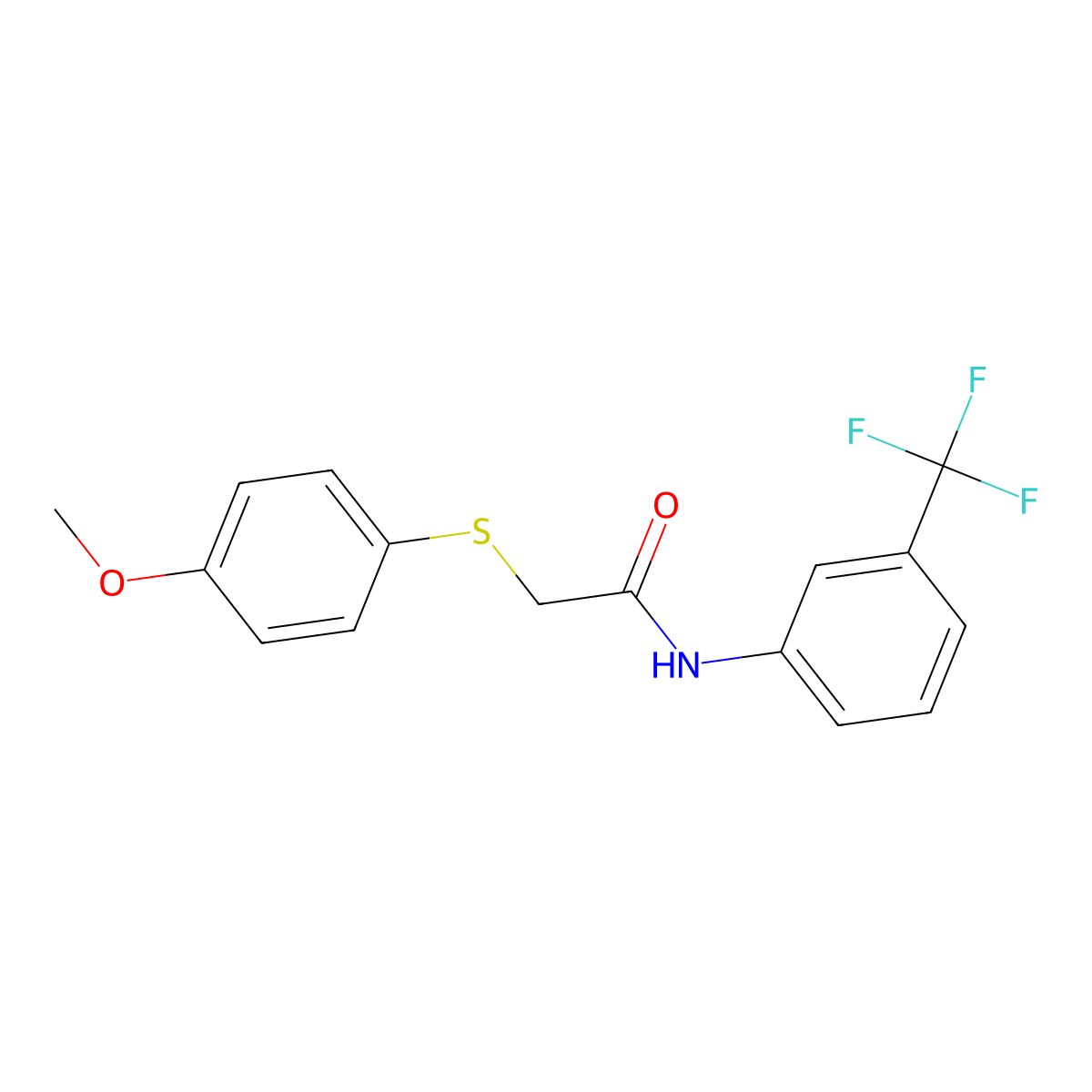 2-[(4-methoxyphenyl)sulfanyl]-N-[3-(trifluoromethyl)phenyl]acetamide molecular structure, CAS 339097-75-5