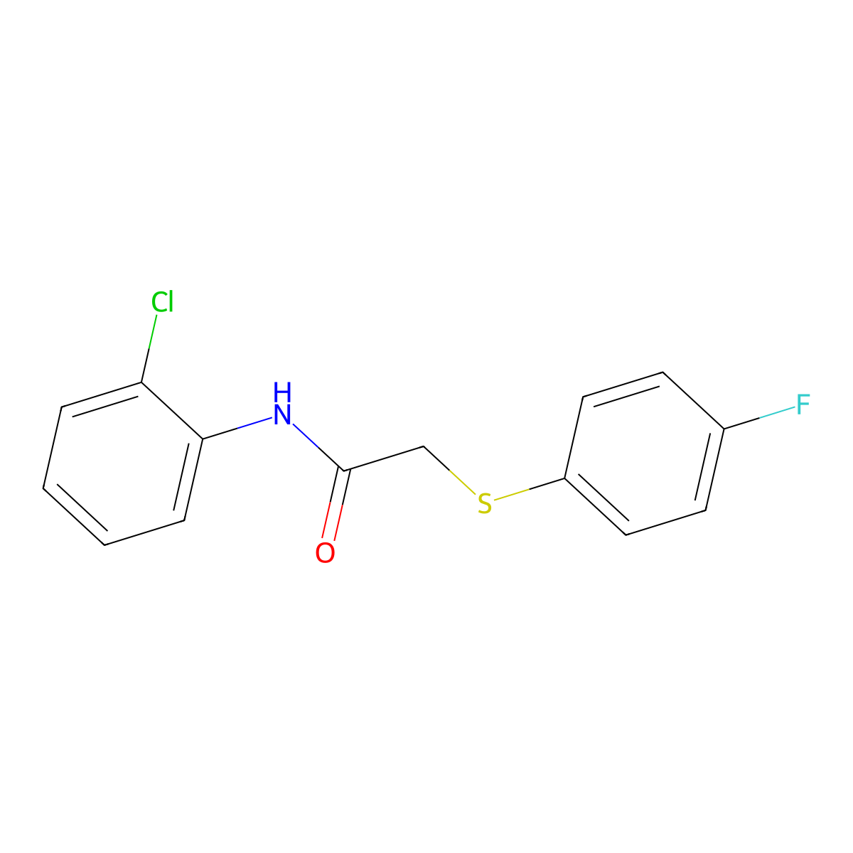 N-(2-chlorophenyl)-2-[(4-fluorophenyl)sulfanyl]acetamide molecular structure, CAS 339097-85-7
