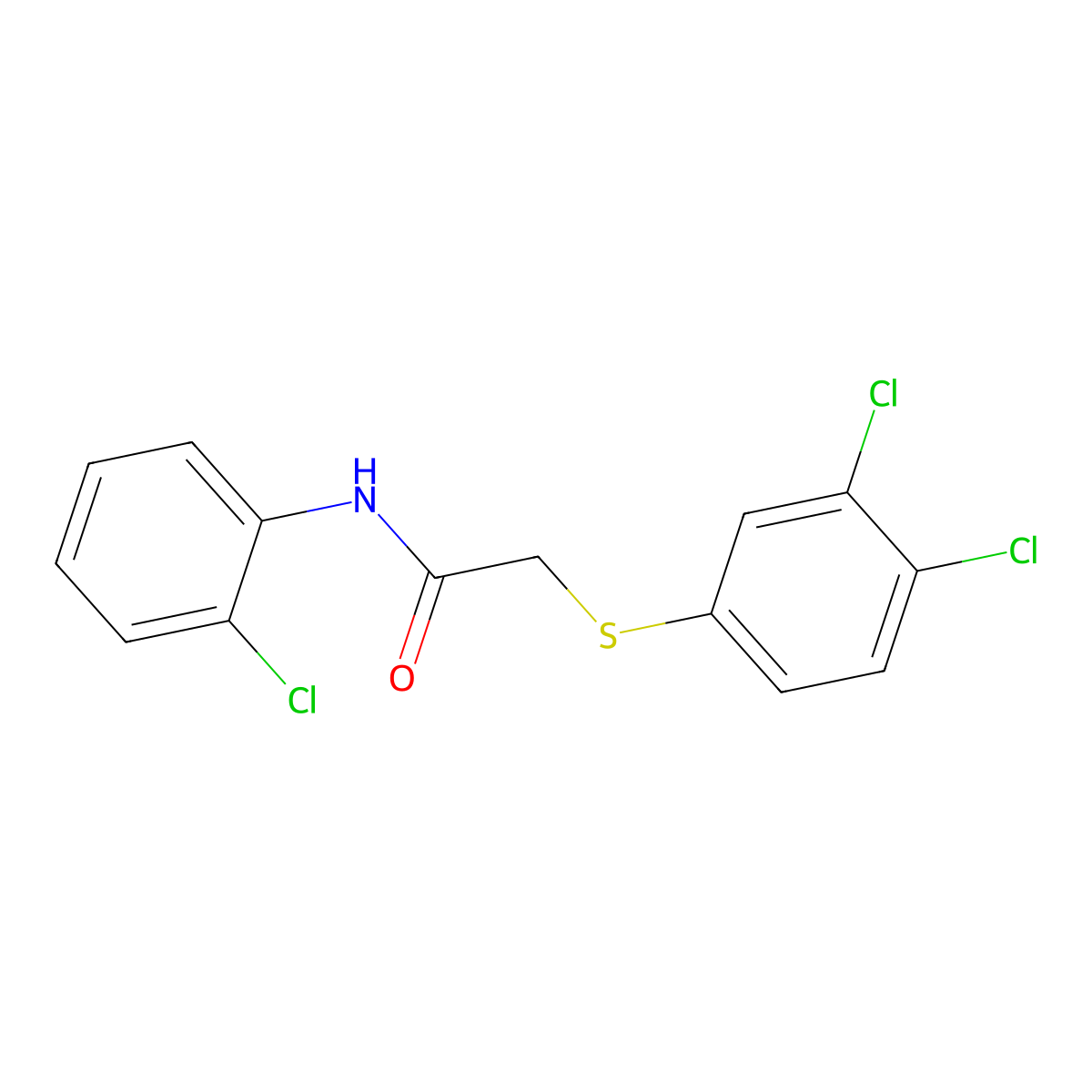 N-(2-chlorophenyl)-2-[(3,4-dichlorophenyl)sulfanyl]acetamide molecular structure, CAS 339097-95-9