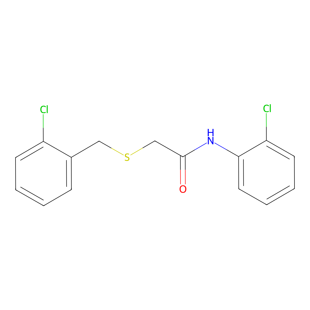 2-[(2-chlorobenzyl)sulfanyl]-N-(2-chlorophenyl)acetamide molecular structure, CAS 339097-97-1