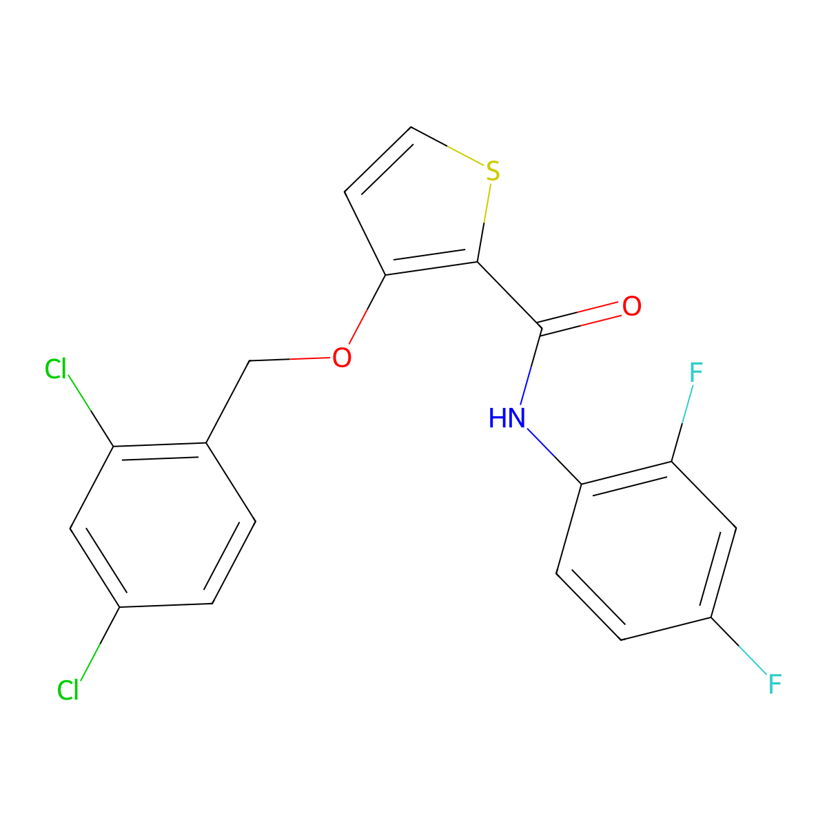 3-[(2,4-dichlorophenyl)methoxy]-N-(2,4-difluorophenyl)thiophene-2-carboxamide molecular structure, CAS 339098-01-0
