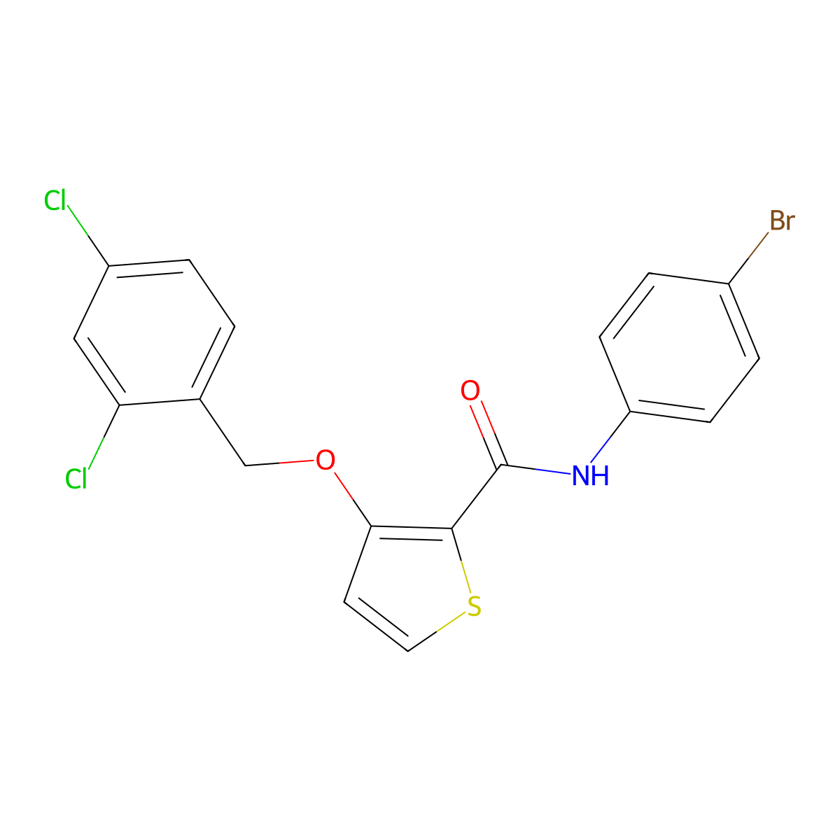 N-(4-bromophenyl)-3-[(2,4-dichlorophenyl)methoxy]thiophene-2-carboxamide molecular structure, CAS 339098-05-4