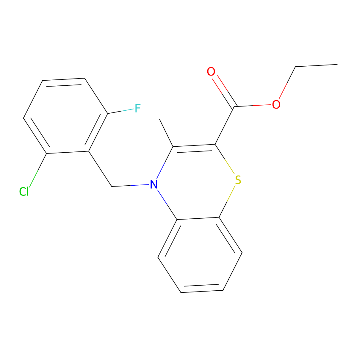 ethyl 4-(2-chloro-6-fluorobenzyl)-3-methyl-4H-1,4-benzothiazine-2-carboxylate molecular structure, CAS 339098-17-8