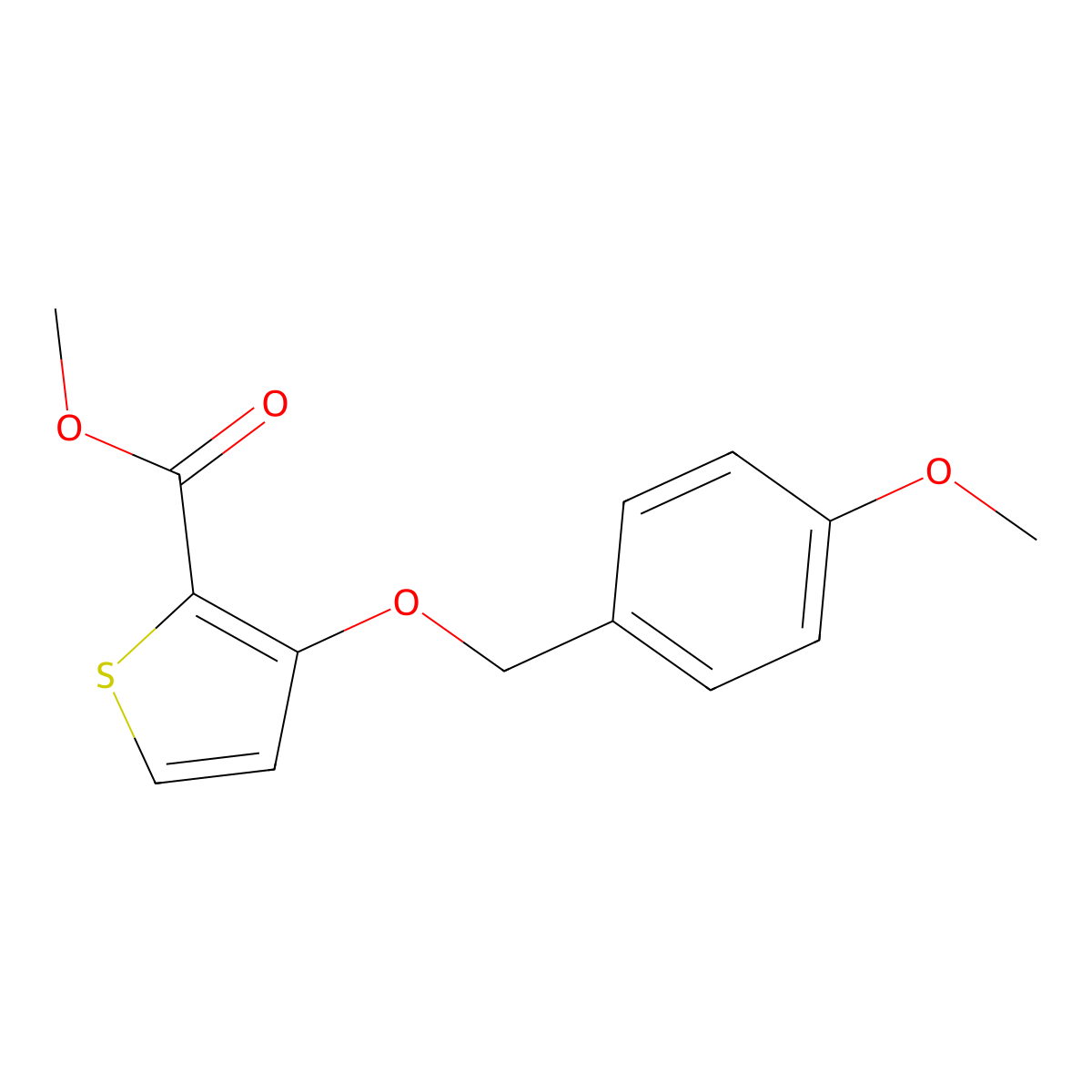 Methyl 3-[(4-methoxybenzyl)oxy]-2-thiophenecarboxylate molecular structure, CAS 339098-23-6