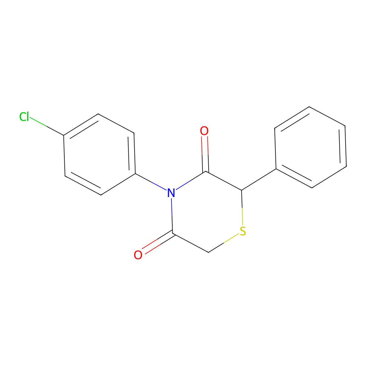 4-(4-Chlorophenyl)-2-phenylthiomorpholine-3,5-dione molecular structure, CAS 339098-31-6